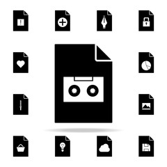 Poster - cassette on document icon. File and documents icons universal set for web and mobile