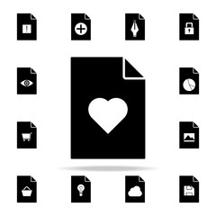 Poster - a heart on document icon. File and documents icons universal set for web and mobile