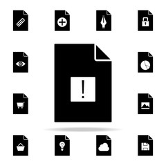 Poster - Exclamation point on document icon. File and documents icons universal set for web and mobile