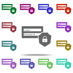 Poster - password protection and login icon. Elements of Hacker in multi color style icons. Simple icon for websites, web design, mobile app, info graphics