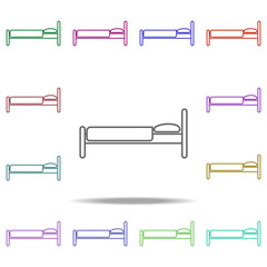 Poster - bed icon. Elements of Hotel in multi color style icons. Simple icon for websites, web design, mobile app, info graphics