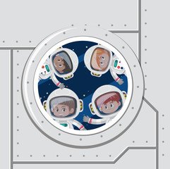 Wall Mural - Group of astronaut in space