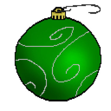 Pixel 8 bit drawn Christmas tree ornament in green