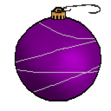 Pixel 8 bit drawn Christmas tree ornament in purple