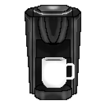 Pixel 8 bit drawn single cup coffee maker in black