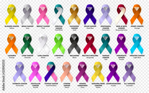 Cuadros en Lienzo Set ribbon all cancers. Cancer awareness ribbons. Vector