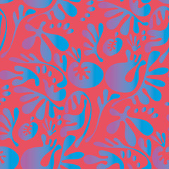 Abstract fantasy tropical colors floral motif