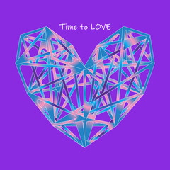 Poster - Colorful polygon heart icon on Proton purple