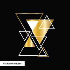 Aufkleber - vector background with gold, white geometric shape