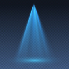 Wall Mural - blue projector effect isolated on transparent background. vector glow stage light ray or bright scen