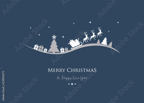Fotomural Christmas greeting card with hand drawn Santa Claus and reindeers