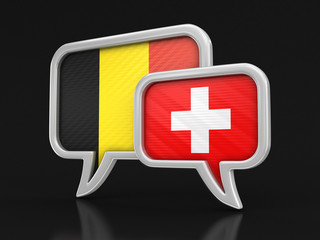 Poster - Speech bubbles with flags. Image with clipping path