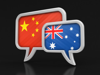 Poster - Speech bubbles with flags. Image with clipping path