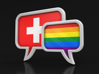 Poster - Speech bubbles with flags. Image with clipping path