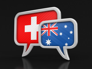 Poster - Speech bubbles with flags. Image with clipping path