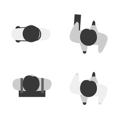 Wall Mural - Set of people from above, top view. Simple style. Flat design vector illustration. Staying and walking different men and women. Businessman with suitcase and beg.