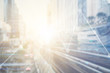 © ant - Blur capital town many buildings in city with transportation system double exposure graph and technology icon