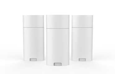 Wall Mural - White blank roll on deodorant and lip balm tube, mock up template on isolated white background, 3d illustration