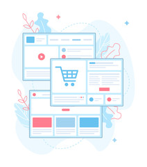 Fototapete - Choose a template for your website. Web development. Flat vector illustration.Website builder concept. 
