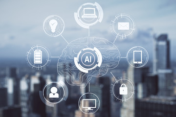 Aufkleber - Artificial intelligence and futuristic concept