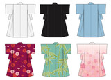 Fototapeta  - Japanese kimono template illustration set