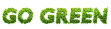 Go Green Letters Made Of Leaves 3D Illustration