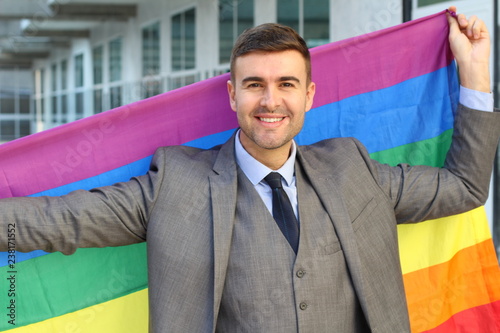 Homosexual businessman celebrating diversity at work