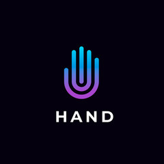 Modern stylized hand line logo