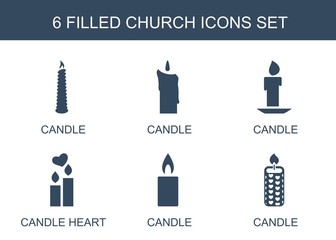 Poster - church icons. Trendy 6 church icons. Contain icons such as candle, candle heart. church icon for web and mobile.