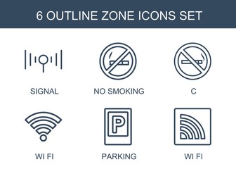 Poster - zone icons. trendy 6 zone icons. contain icons such as signal, no smoking, c, wi fi, parking. zone i