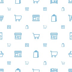 Poster - supermarket icons pattern seamless white background. Included editable outline store, shopping cart, storage, shopping bag, online shopping icons. supermarket icons for web and mobile.