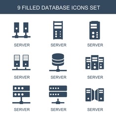 Poster - 9 database icons. Trendy database icons white background. Included filled icons such as server. database icon for web and mobile.