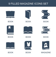 Wall Mural - 9 magazine icons. Trendy magazine icons white background. Included filled icons such as book. magazine icon for web and mobile.