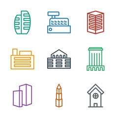 Leinwandbilder - buildings icons. Trendy 9 buildings icons. Contain icons such as building, builidng. buildings icon for web and mobile.