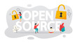 Open source concept. Free software. Download and install