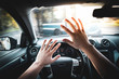 © guteksk7 - Car accident with a bus POV - first person view shot from car interior