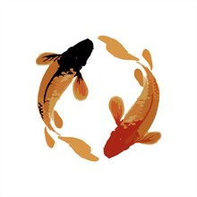 Koi Fish Logo In Japan And China Art Style