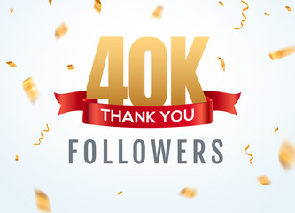 Wall Mural - Thank you 40000 followers design template social network number anniversary. Social 40k users golden number friends thousand celebration