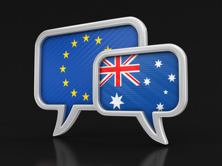 Poster - Speech bubbles with flags. Image with clipping path