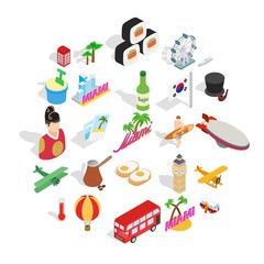 Poster - Awaited tour icons set. Isometric set of 25 awaited tour vector icons for web isolated on white background