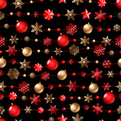 Poster - Seamless background with winter holiday elements. Vector illustration