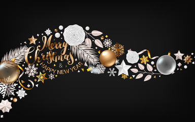 Wall Mural - Merry Christmas and Happy New Year greetings premium design. Vector greeting card