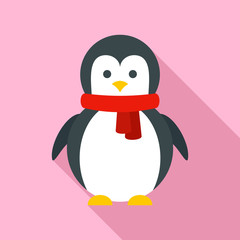 Sticker - Xmas penguin icon. Flat illustration of xmas penguin vector icon for web design