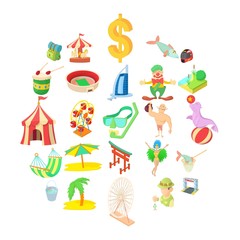 Poster - Experienced camper icons set. Cartoon set of 25 experienced camper vector icons for web isolated on white background