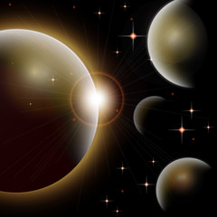 Wall Mural - galaxy background universe with planets and bright stars. cosmic abstract vector illustration for yo