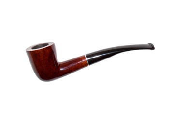 Smoking pipe made of wood, highlighted on a white background.Smoking pipe under a tree photo.