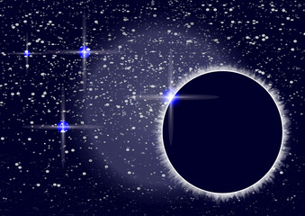 Wall Mural - abstract universe. creative background outer space with eclipse. vector illustration.