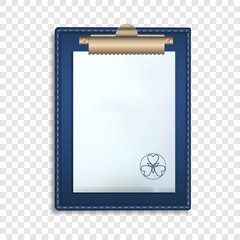 Poster - Blue clipboard icon. Realistic illustration of blue clipboard vector icon for web design