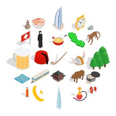 Poster - Showplace icons set. Isometric set of 25 showplace vector icons for web isolated on white background