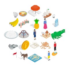 Poster - Point of interest icons set. Isometric set of 25 point of interest vector icons for web isolated on white background